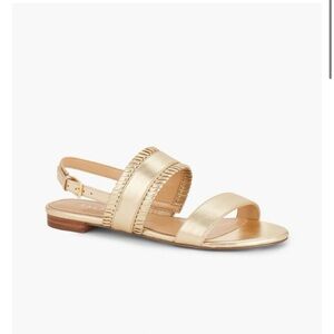 Talbots Keri Whipstitch Gold Metallic Napa Leather Sandal